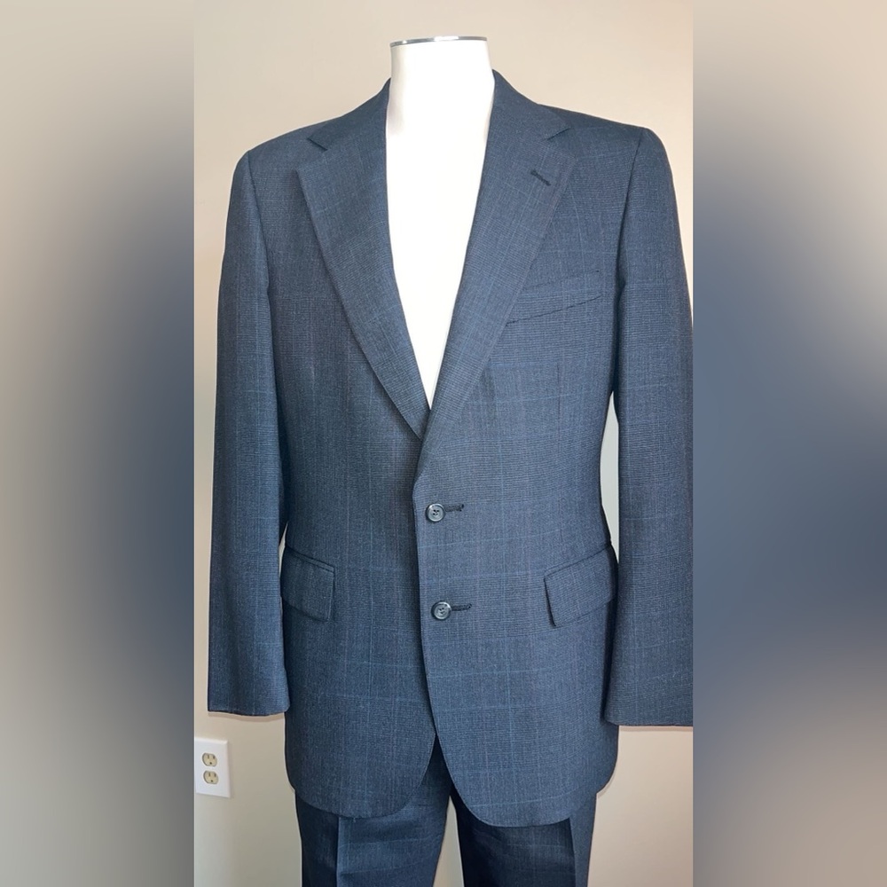 Vintage Polo University Club Windowpane Grey Suit - Pristine Condition 40R